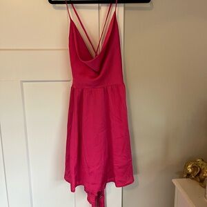 Hot Pink Free People cross back dress with tie.